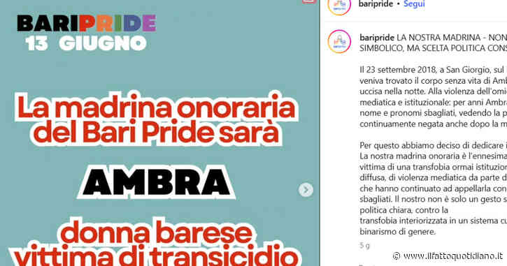 Il Bari Pride 2026 dedicato ad Ambra Dentamaro, ragazza trans uccisa nel 2018: una storia mai risolta