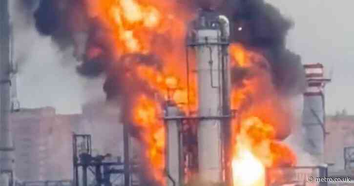 Huge drone onslaught hits oil refinery just 10 miles from the Kremlin