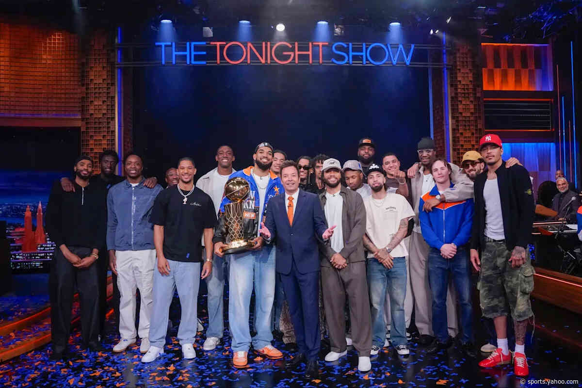 Knicks raise Jimmy Fallon’s lucky shoe to the ‘Tonight Show’ rafters as championship celebration rolls on