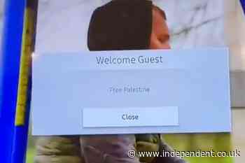 Travelodge apologises to Jewish guest after ‘Free Palestine’ message appeared on TV