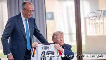 Nach scharfen Attacken: Merz überrascht Trump mit DFB-Trikot
