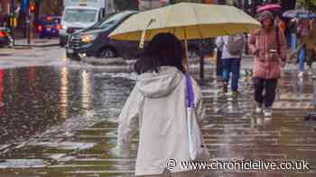 North East to be drenched on Thursday as 500-mile band of rain sweeps across 8 areas of UK