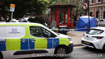 Forensic tent in place and CSI on scene in Manchester city centre after serious incident