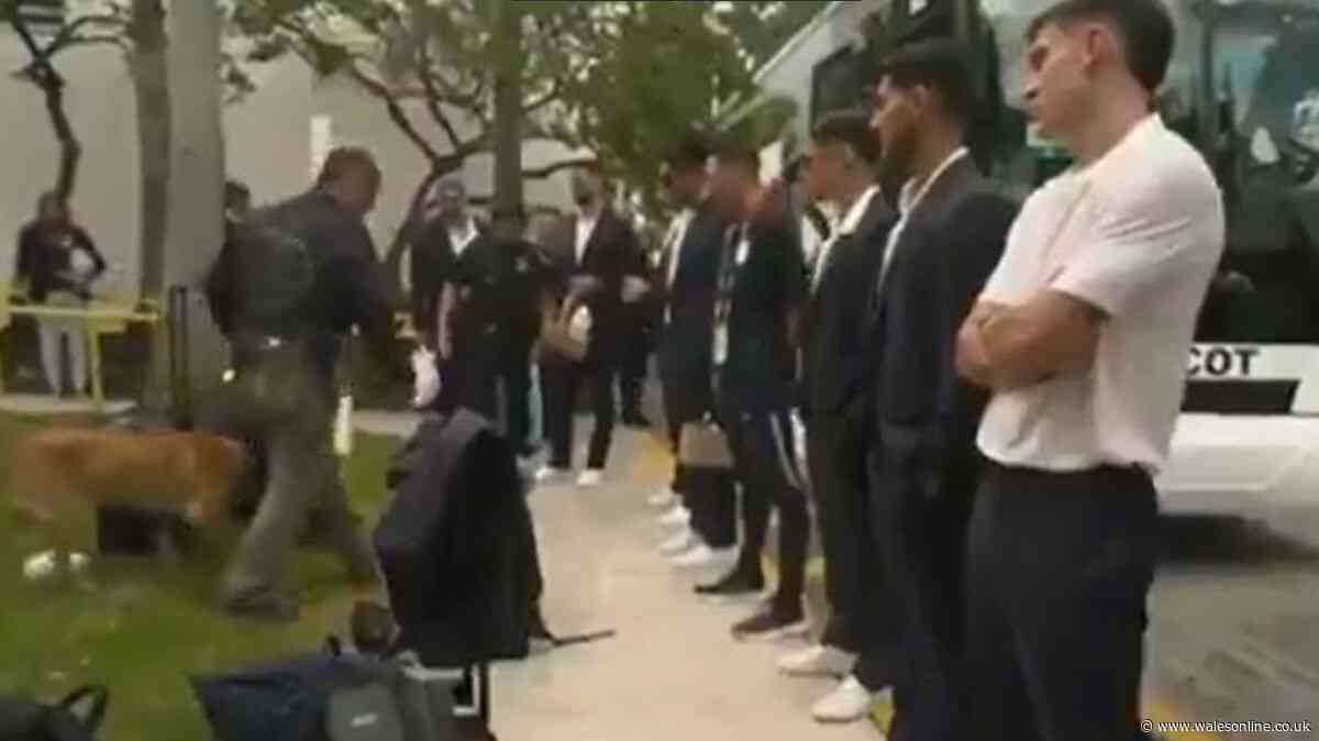 World Cup team lined up outside bus as US police carry out sniffer dog searches