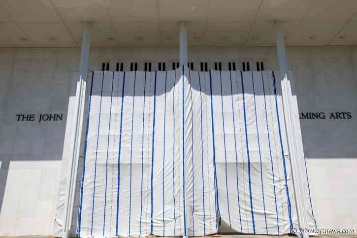 Trump’s Name Is Off the Kennedy Center. Why Is the Facade Still Covered with a Tarp?