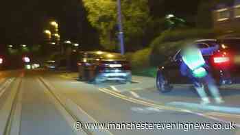 Stolen Mercedes driver leads police on 100mph chase and almost mows down pedestrian in south Manchester