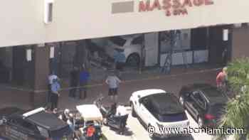 No one injured after car crashes into massage business in Hallandale Beach