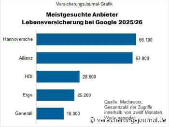 Welche Versicherer am häufigsten bei Google gesucht werden