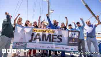 Adventurer's 'emotional' return from global voyage