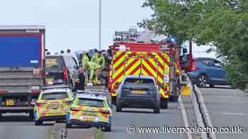 Three people in hospital after 'multi-vehicle crash' in Moreton