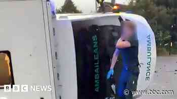 Patient dies and three people injured after ambulance and car crash