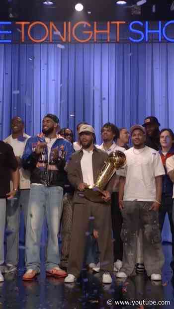 2026 #NBA Champions, the New York #Knicks, crash Jimmy’s monologue! #KnicksOnFallon #NBAFinals