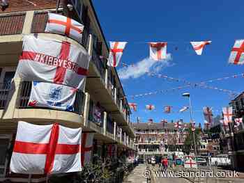 Come on England! London's most patriotic estate issues rallying cry as Three Lions kick off their World Cup