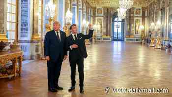 Trump turns on the charm after extended 'alpha' handshake with Macron and kisses for Brigitte at Palace of Versailles