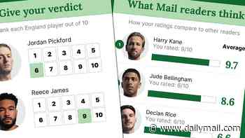 England 4-2 Croatia - PLAYER RATINGS: Who was Thomas Tuchel's shining star, who 'offered far too little', who was 'indecisive' and which two players got just 3 out of 10? Now use our new tool to give YOUR verdict