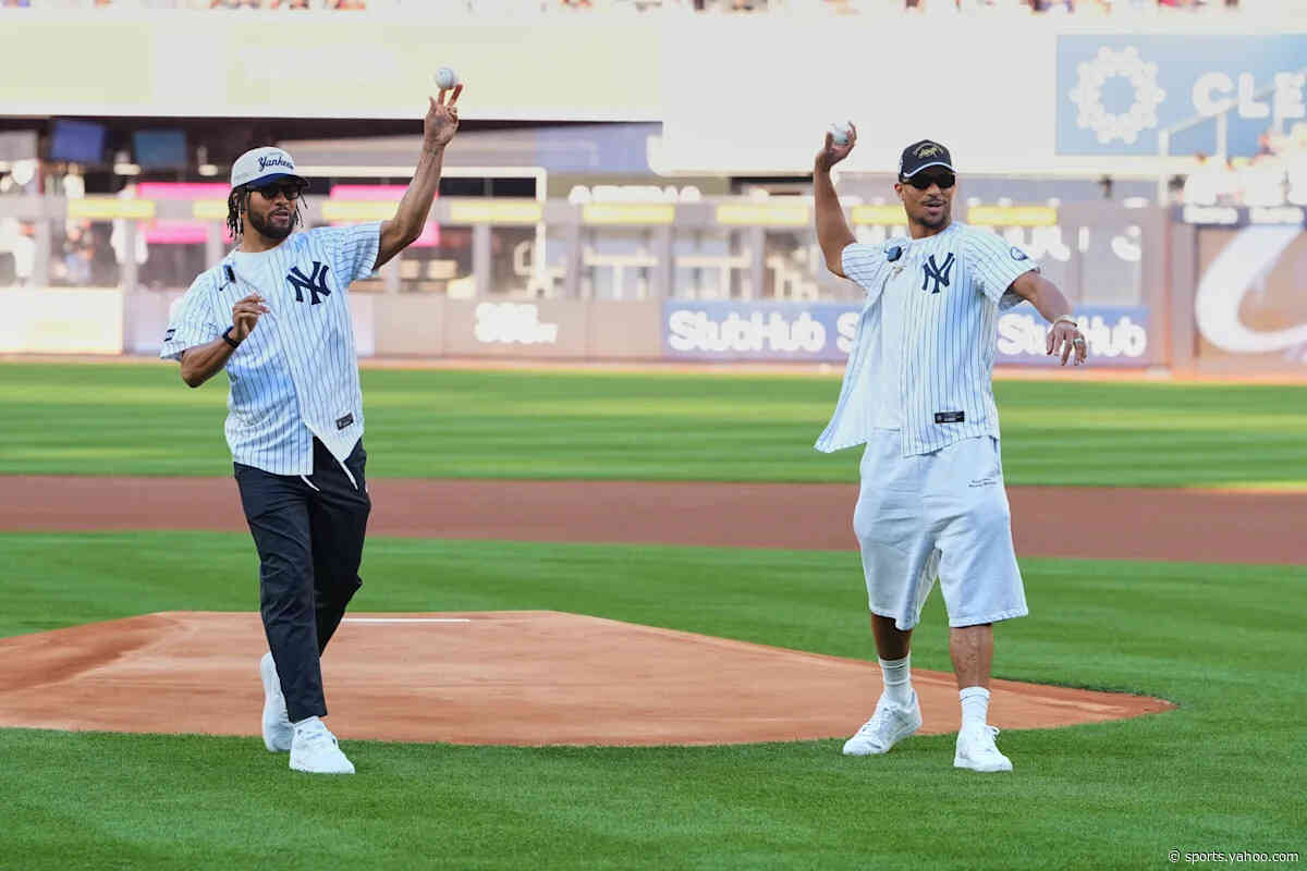 Brunson and Hart throw out first pitches at Yankee Stadium as Knicks celebrate NBA title