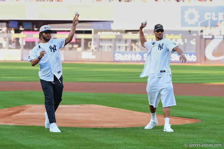 Brunson and Hart throw out first pitches at Yankee Stadium as Knicks celebrate NBA title