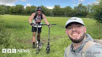 'We're riding children's scooters for 157 miles'