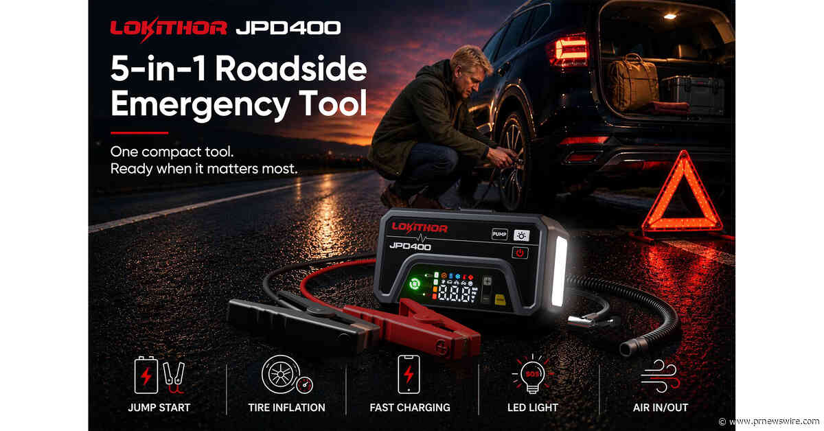 LOKITHOR Launches JPD400, a 5-in-1 Roadside Emergency Tool with Jump Starting, Tire Inflation, and Fast Charging