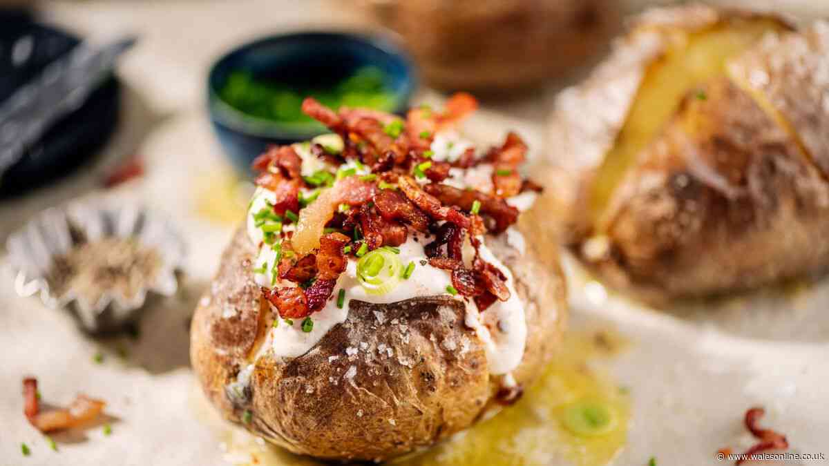 Baked potatoes will have crispy skin every time if you cover them with two ingredients