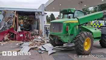 Petrol station wall torn down in cash machine raid