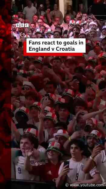 England fans celebrate after beating Croatia in their World Cup opening match. #BBCNews