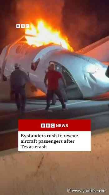 Bystanders help rescue people from plane crash in Texas. #BBCNews