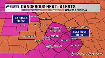Heat index values near or above 110-degrees today