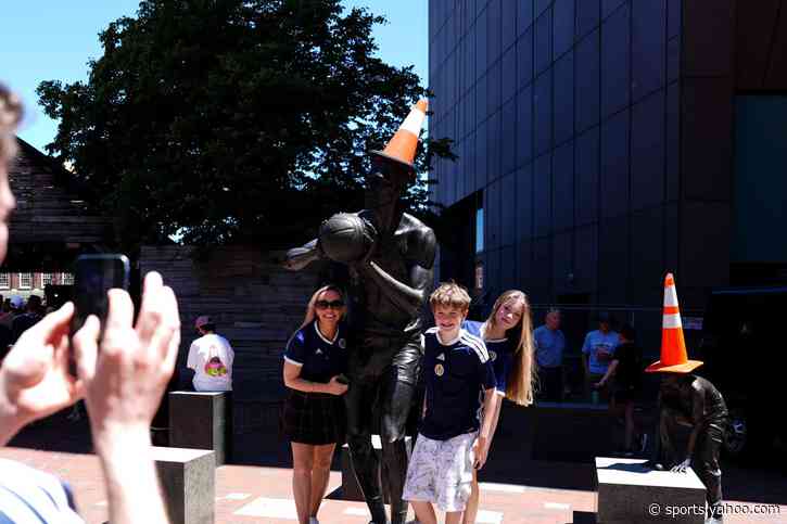Tartan Army brings Glasgow traffic cone tradition to Boston as World Cup party goes on