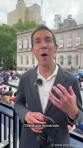 ABC News' Aaron Katersky soaks up atmosphere as fans celebrate the New York Knicks' NBA Finals win