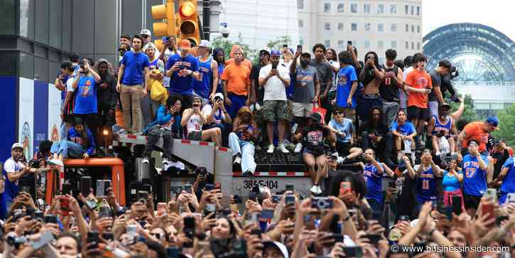 The Financial District turned orange and blue to celebrate the Knicks' first NBA championship in 53 years