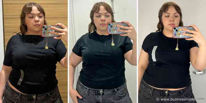 I tried on T-shirts at Gap, Banana Republic, and Old Navy. My favorite option was flattering and affordable.