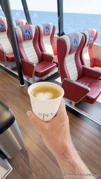 POV: making latte art on a boat. Difficulty level: 07/10. #MANGOSlowSummer
