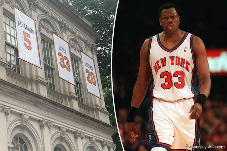 Outrage erupts as Patrick Ewing’s retired No. 33 jersey displayed for little-used Knick at City Hall