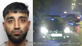 Moment driver desperately fleeing chasing cops drove the wrong way down the M60