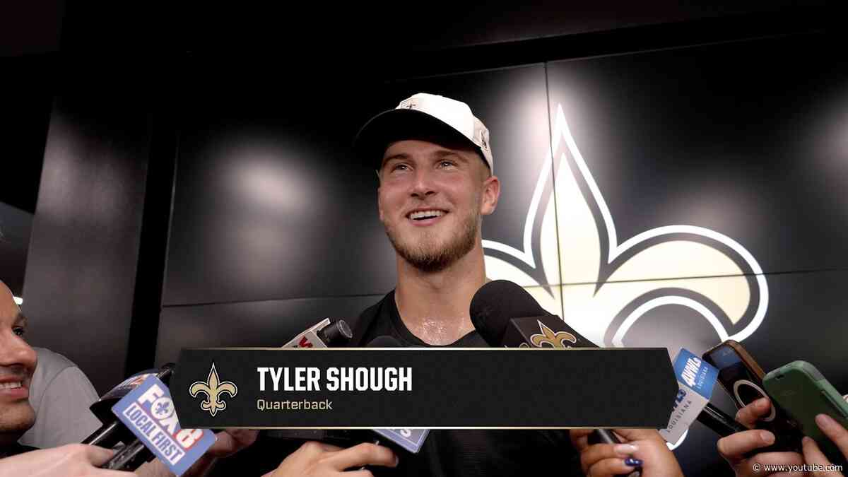 Tyler Shough on Erik McCoy, offseason workouts | Saints Minicamp 2026