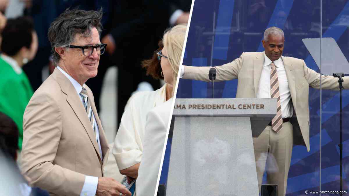 Tan suits sported at Obama Center grand opening, a joke 12 years in the making