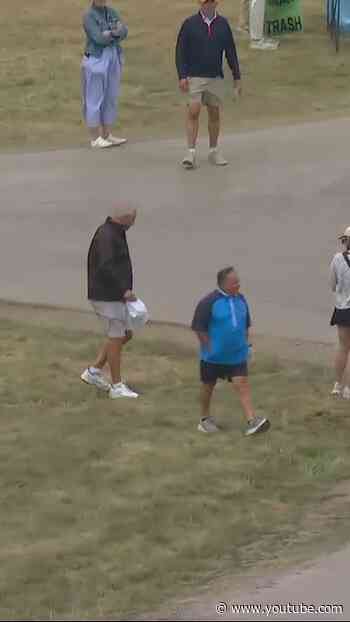 "Nooooooo!" 😩 Rory heads into the fescue, but fans make sure his ball stays untouched