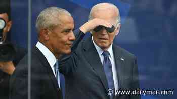 Joe Biden mumbles to himself and requires stage direction as he aimlessly wanders off at Obama's library debut