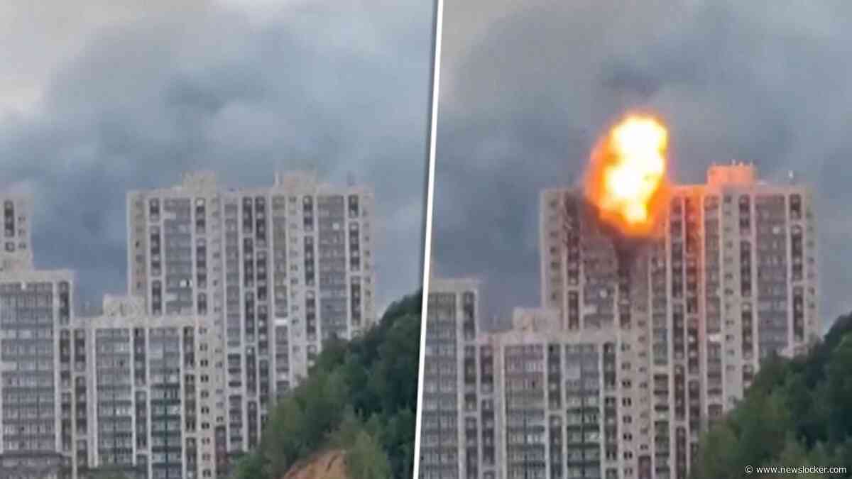 Oekraïense droneaanval gefilmd: gigantische explosie