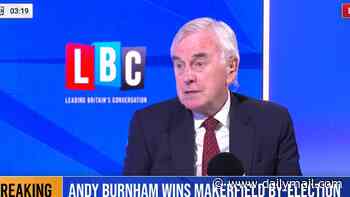 Tears of joy for Corbyn's shadow chancellor as he says Andy Burnham's by-election win is a chance to 'redistribute wealth'