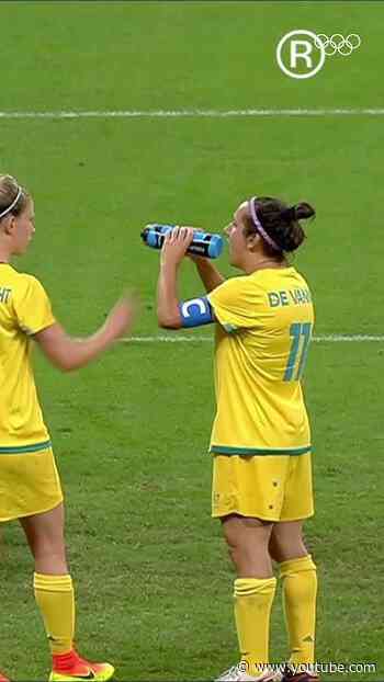 POV: You've found the perfect teammate to enjoy a refreshing break with 💦😆 #Olympics #Football