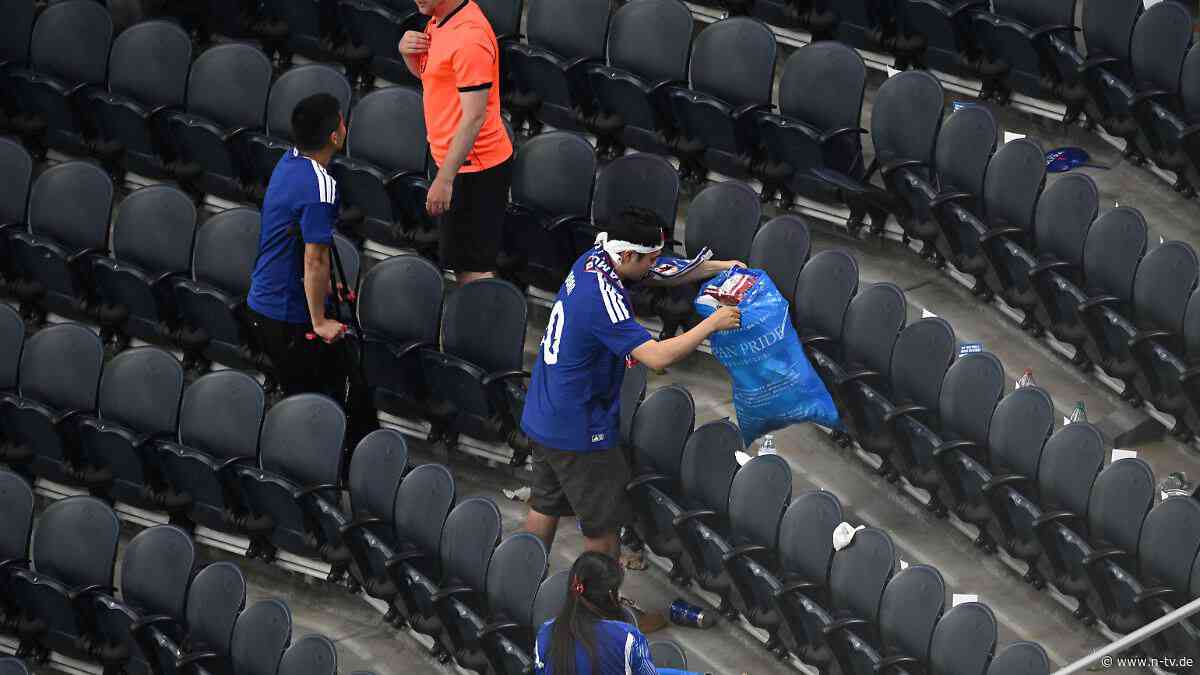 "Macht das zu Hause" : Doppelmoral? Japanische Fans ernten Kritik für ihre Aufräumaktion