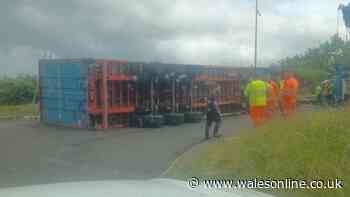 Overturned lorry shuts busy Chirk road