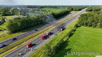 Busje volledig verwoest door brand op de A7