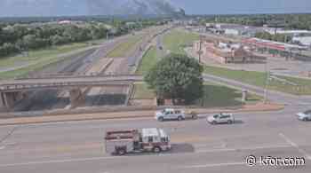 Fiery wreck causes massive backup on I-35