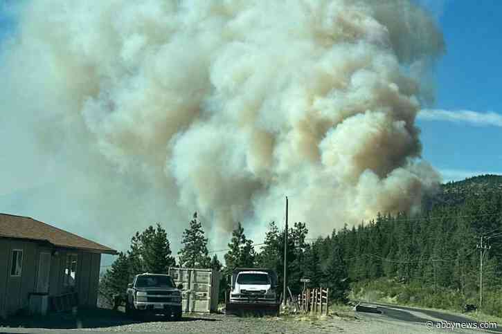 Lytton wildfire grows to 100 hectares, Highway 1 affected
