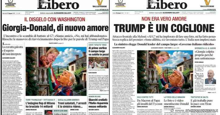 Da “di nuovo amore” a “Trump è un coglione”: la delusione della destra nelle prime pagine di Libero