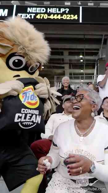 Freddie Falcon helps a fan that spilled food on their clothes #football #nfl