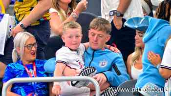 England players embrace their children ahead of Father's Day after Croatia victory
